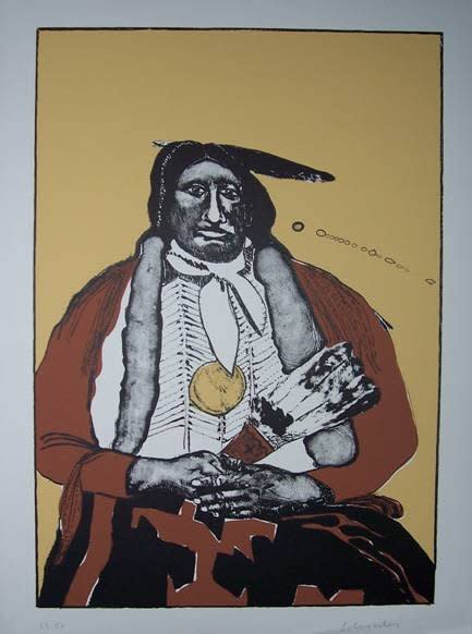 Fritz Scholder, Indian with Feather Fan State II AP