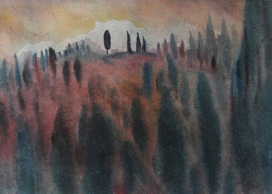 Tuscan Trees at Dusk
