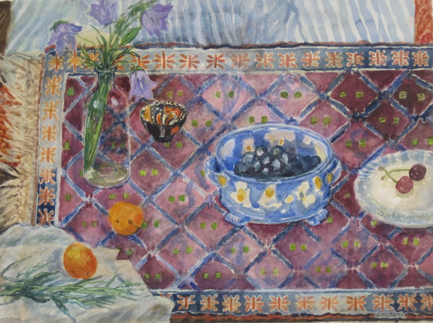 Two Apricots and Other Things on a Little Persian Rug