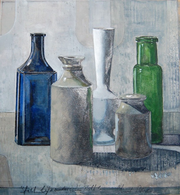 Still Life with Blue & Green Bottle