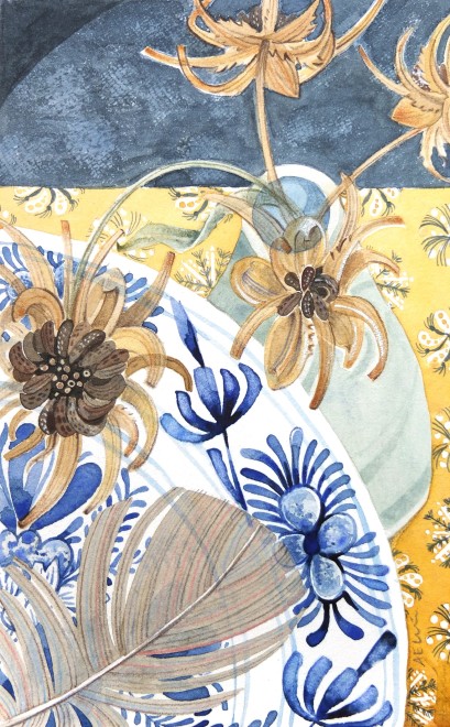 Delft, Calendula and Feather