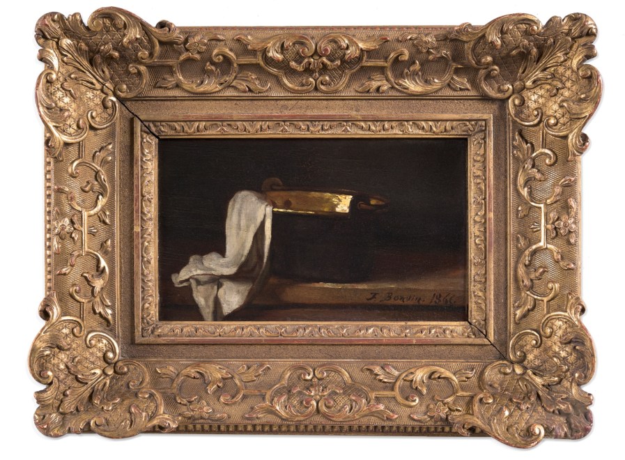 COPPER POT AND WHITE CLOTH
