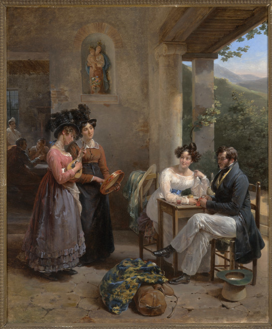 A Scene in an Italian Country Inn,  possibly a Self-Portrait of the Artist with her Husband on their Wedding Trip