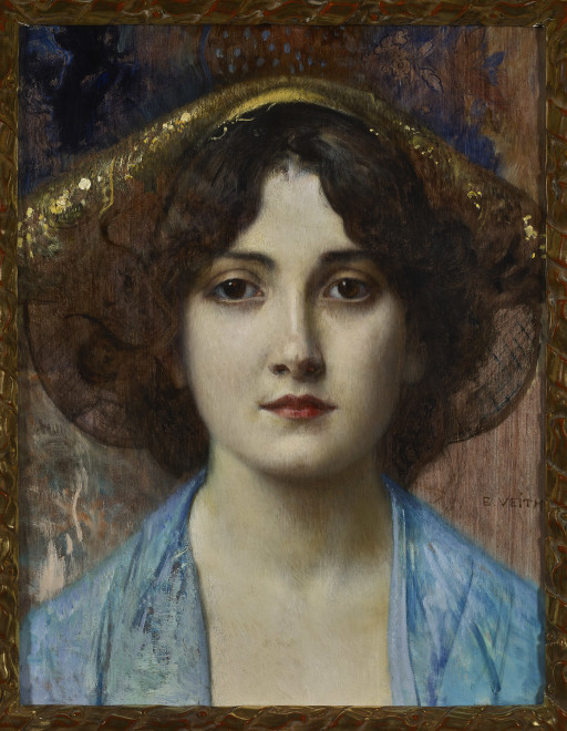 PORTRAIT OF YOUNG LADY  WITH BLUE BLOUSE
