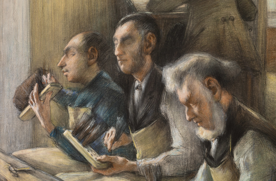 THREE BLIND BRUSHMAKERS AND A BOOKKEEPER IN THE  INSTITUTE FOR THE BLIND IN UTRECHT