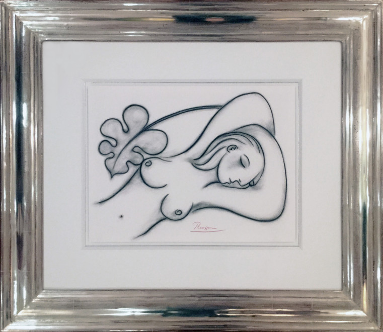 Reclining nude with leaf