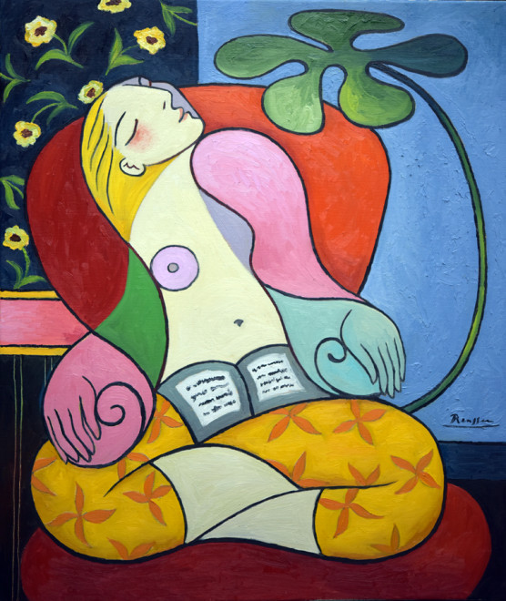 Seated woman in a yellow pantaloon