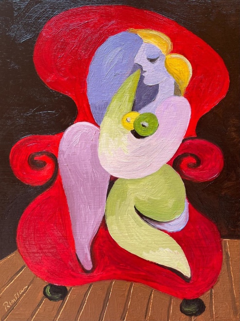 Size S | Nude in a red chair