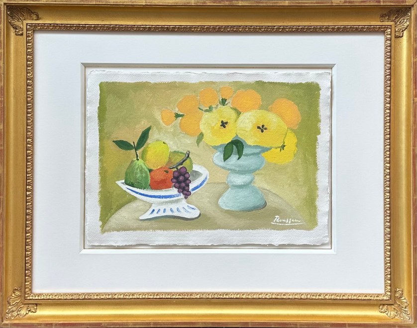 Size M | Flowers and fruit on a table