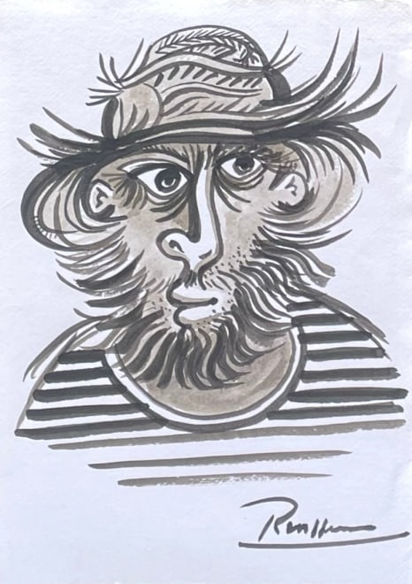Bearded man in a straw hat