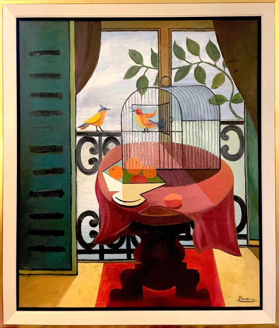 Size L | Bird cage on a table in front of a window