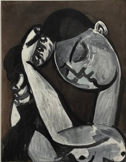 Woman combing her hair