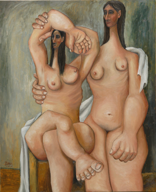 Two nude women