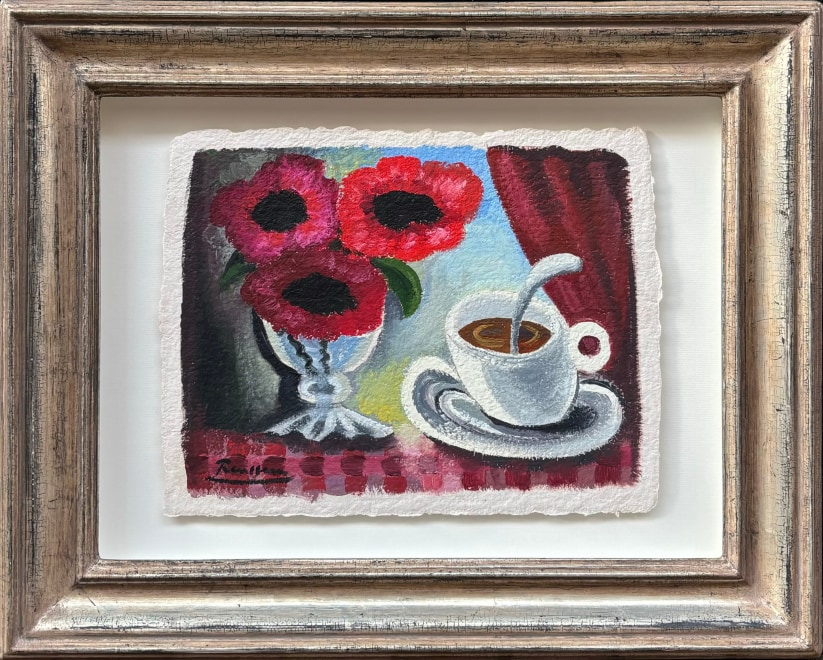 Poppies and cup of coffee