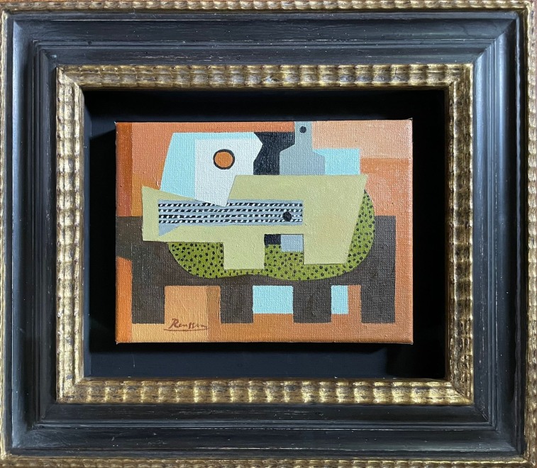 Still life with guitar and pitcher