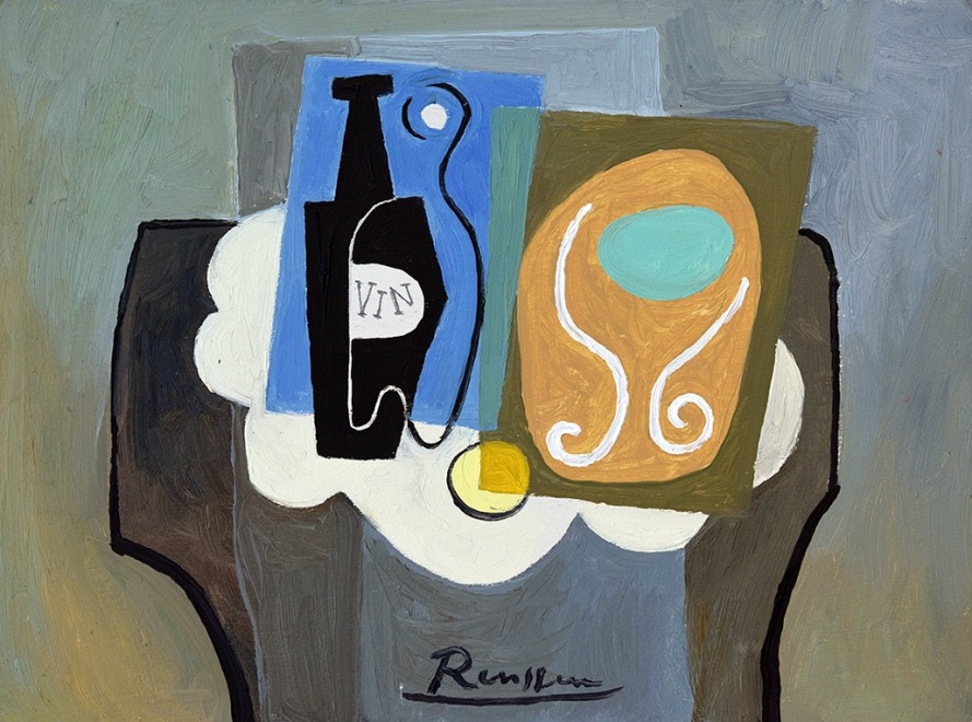 Still life with bottle and glass
