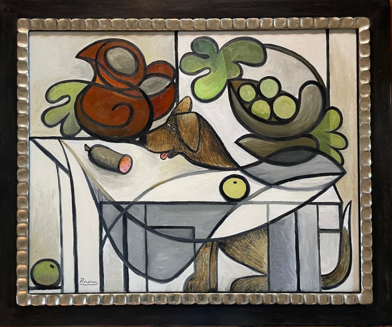 Size L | Still life with dog