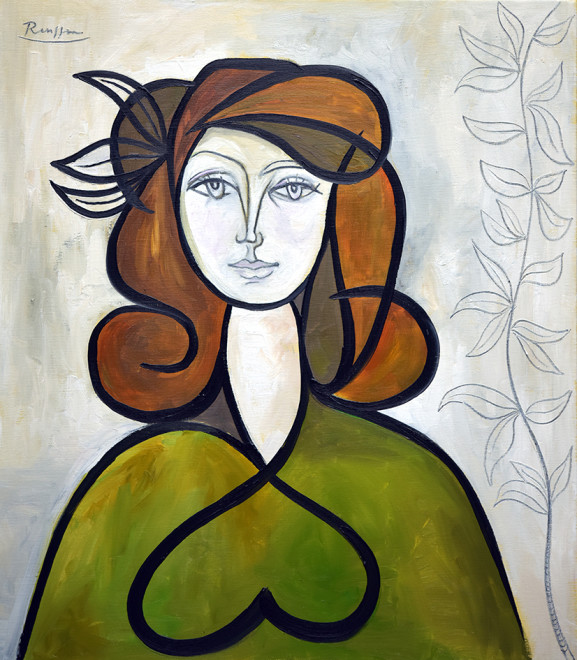 Woman with leaves in her hair