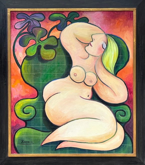 Size L | Nude in a green chair