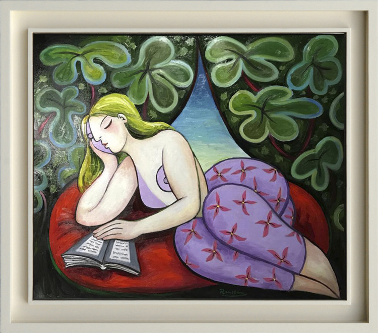 Reading woman in a garden