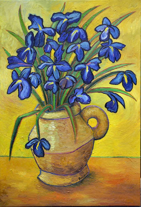 Blue Irises in a vase