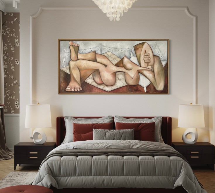Nude on a french bed