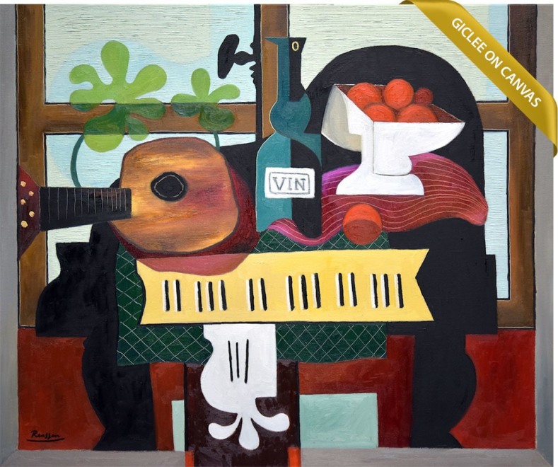 Size L | Guitar, bottle and oranges on a piano | edition of 10