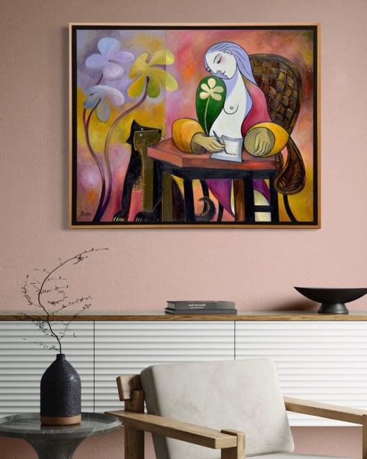 Size L | Writing woman with dog | edition of 10