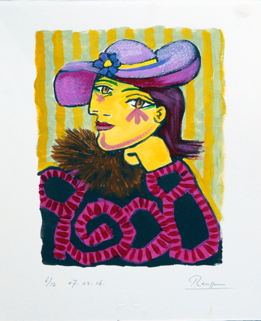 Erik Renssen, Woman in a straw hat with flower 3, (II), 2016