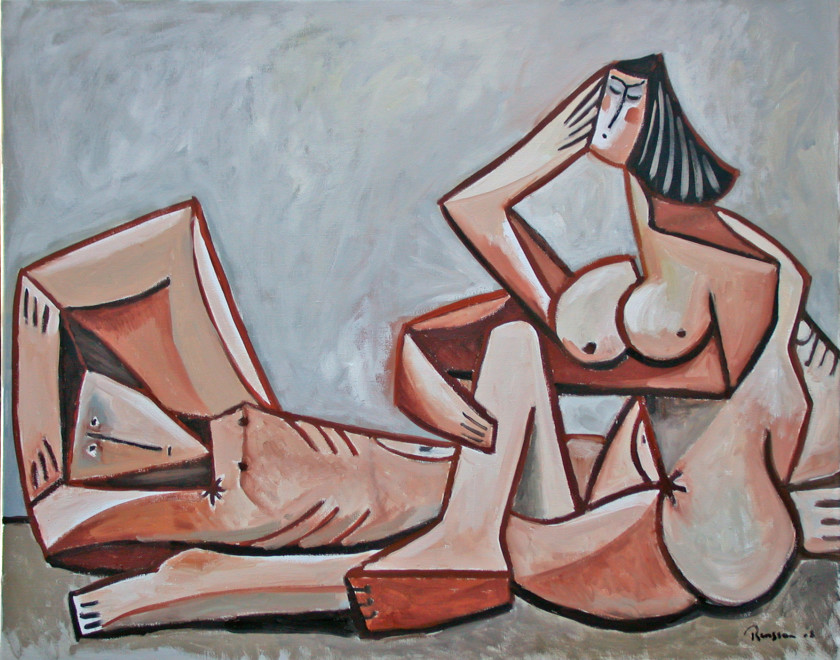 Reclining man and seated woman