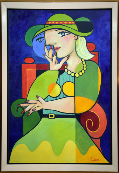 Size XXL | Woman in a green and yellow dress