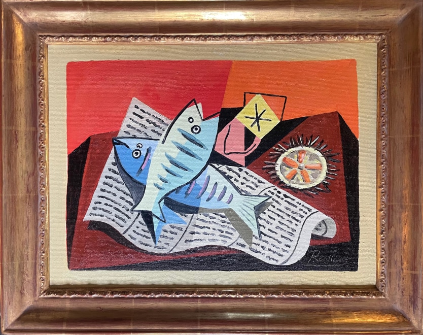 Size S | Still life with fish, lemon and urchin