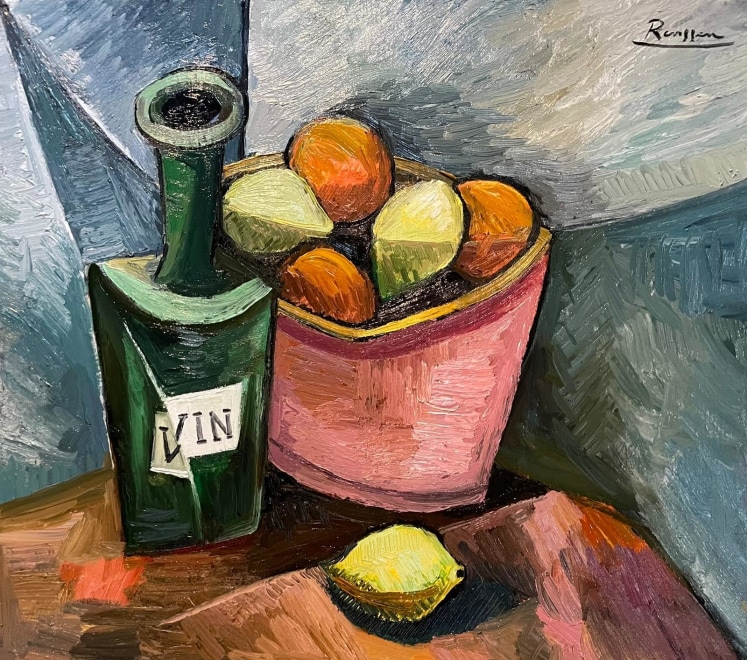 Size M | Still life with bottle oranges and lemons 