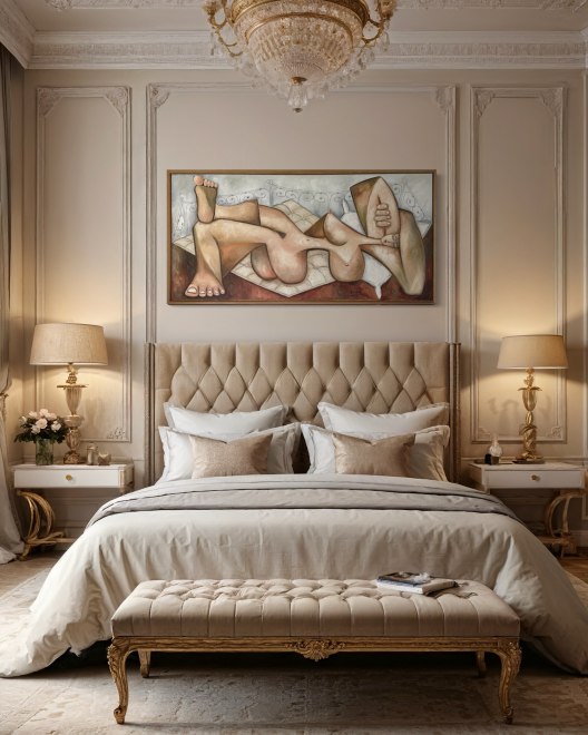 Nude on a french bed