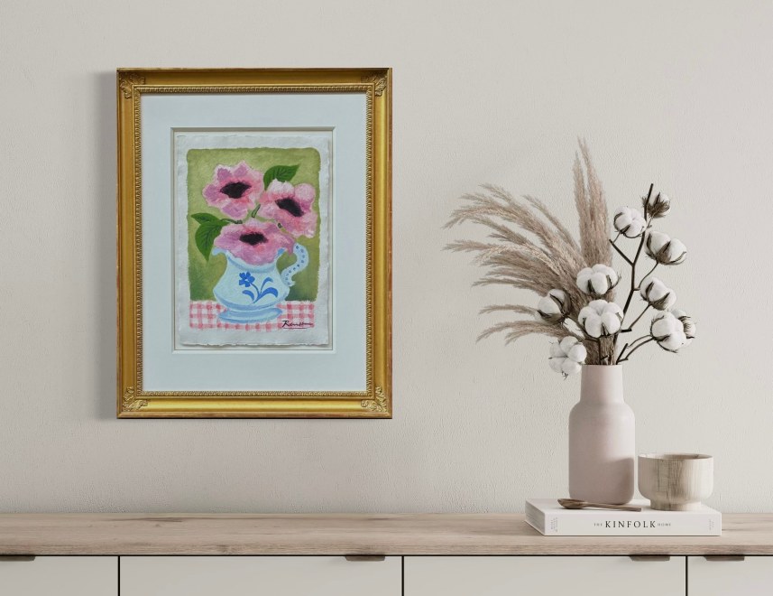 Size M | Pink flowers in a pitcher