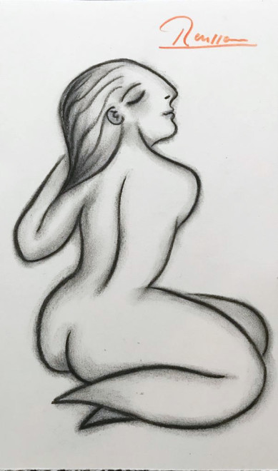 Seated nude doing her hair