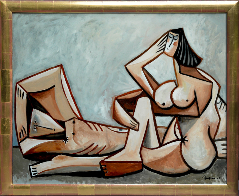 Reclining man and seated woman