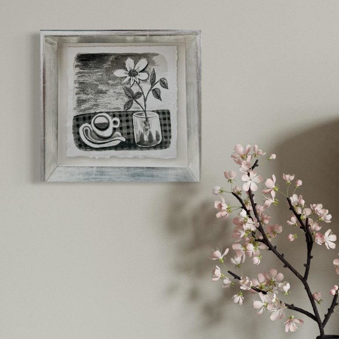 Size S | Still life with coffee cup and flower in a glass