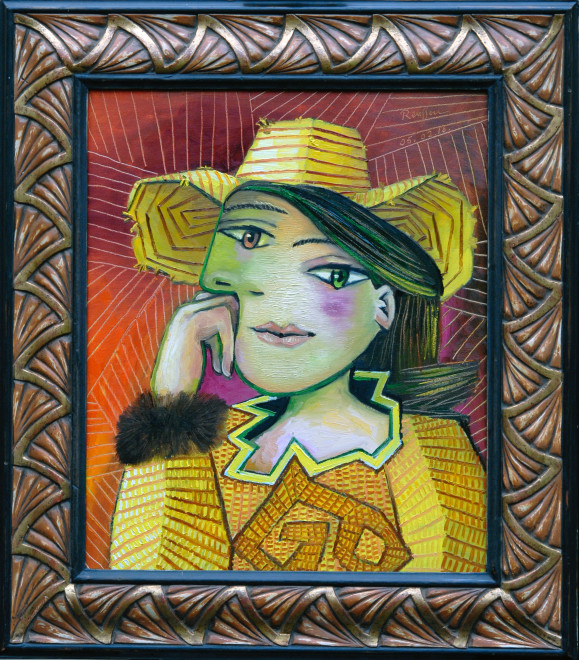 Woman in a yellow hat