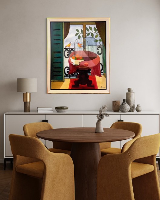 Size L | Bird cage on a table in front of a window