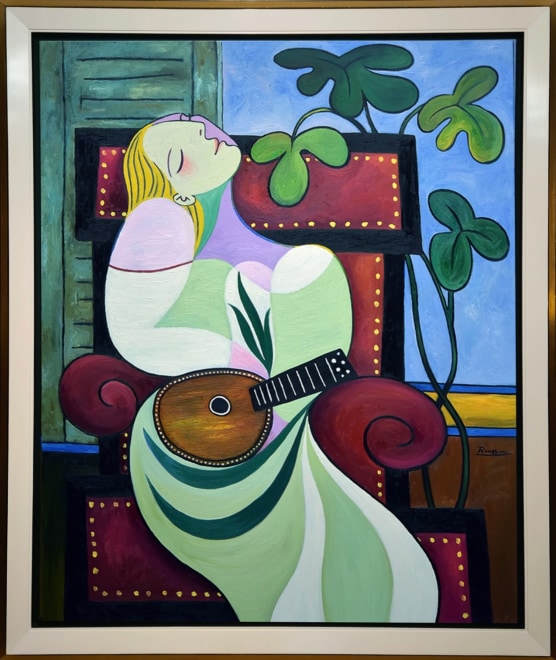 Dreaming woman with mandolin