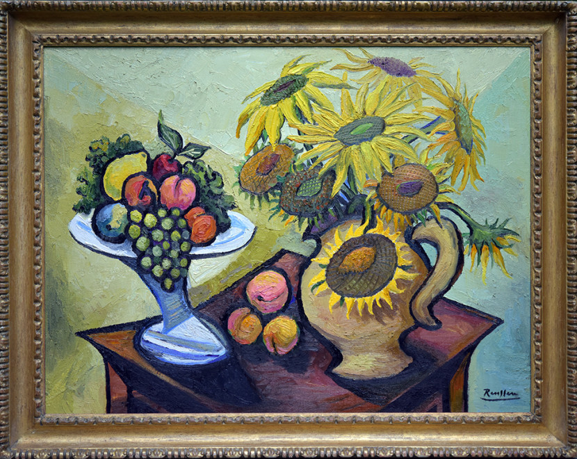 Sunflowers and fruitbowl