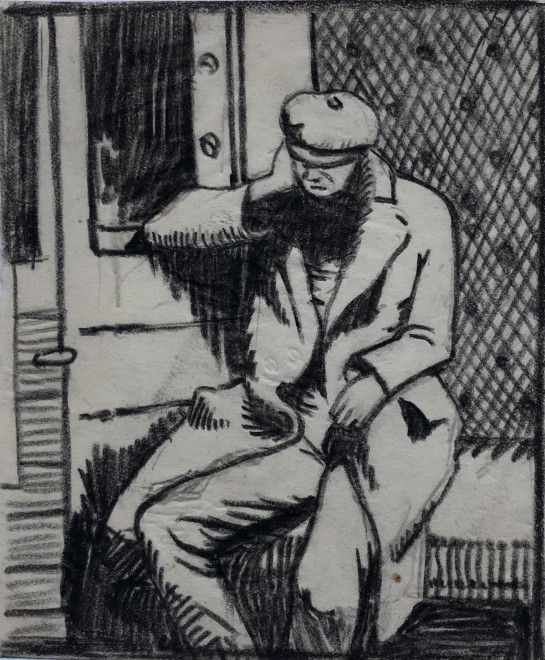 Ethelbert White, Figure in a Railway Carriage, c. 1922