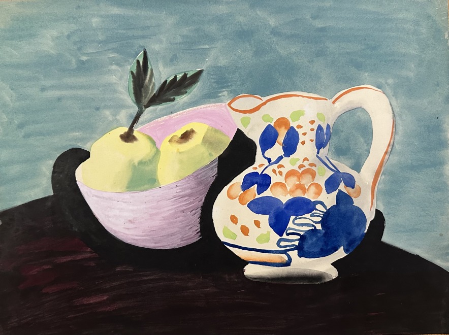 Frederick Roberts Johnson, Apples and a Decorated Jug, c. 1937