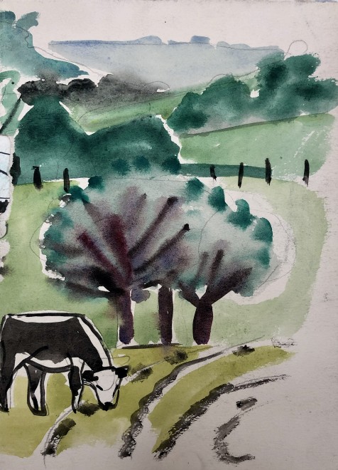 Carlos Carnero, Paysage avec vache, c. 1948