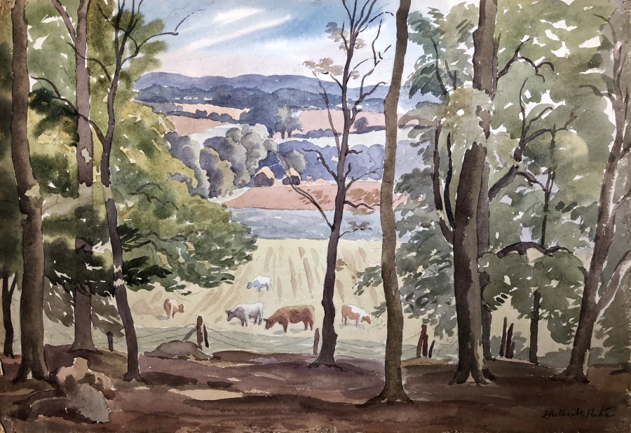 Ethelbert White, Sussex Landscape with Cattle, c. 1938