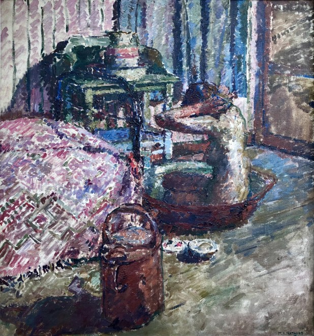 Maud Mathers , Interior with Nude Washing, 1914