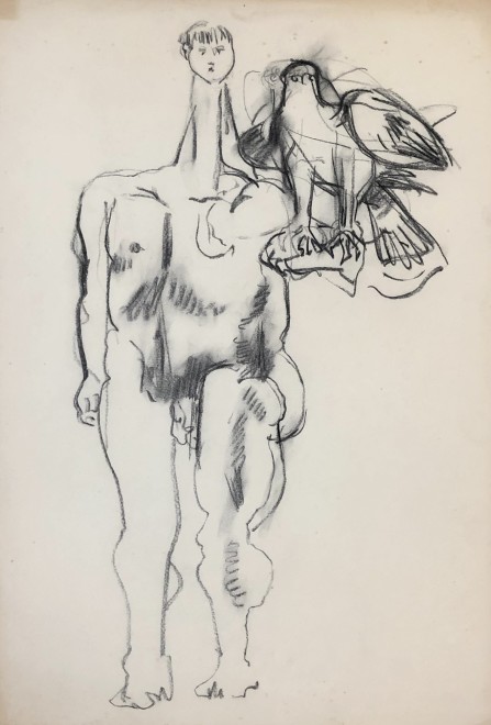 Glyn Morgan, Man and Hawk, c. 1948