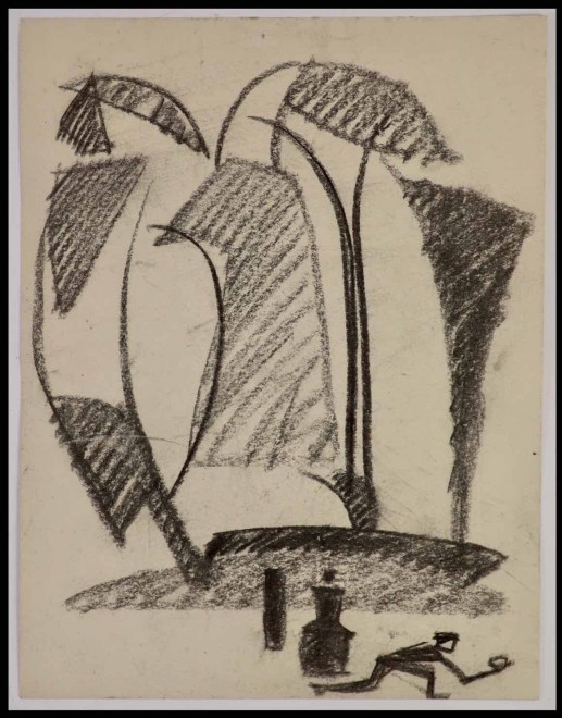 Henri Gaudier-Brzeska, Bank of Trees with Man Bowling, 1913
