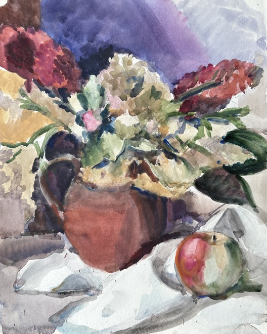 Dorothy Hepworth, Still Life with Flowers and Apple, c. 1935